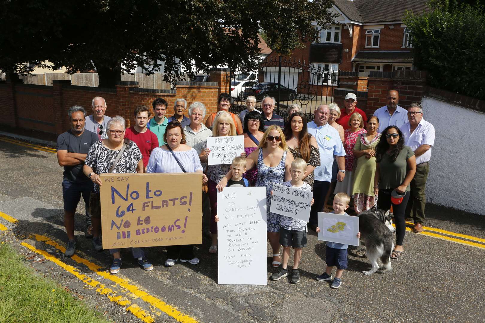 Residents held a protes previously about plans for new homes at Cobham Lodge next to Nell’s Cafe, Marling Cross, Watling St, Gravesend. Picture: Andy Jones.
