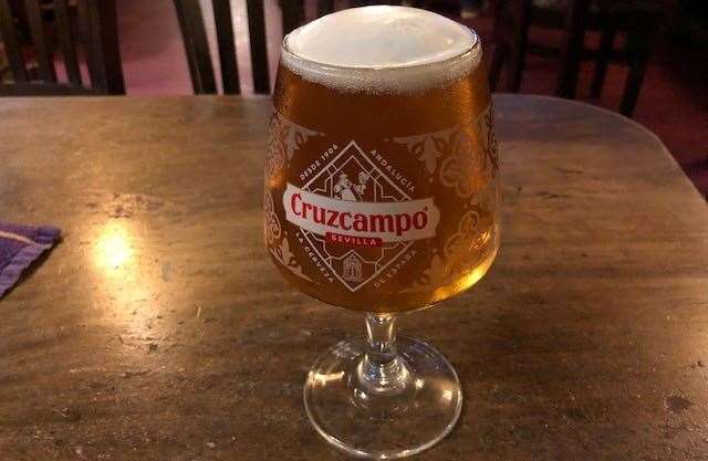After the pint of Tribute I switched to lager and sampled a pint of Cruzcampo from Seville for £5.75