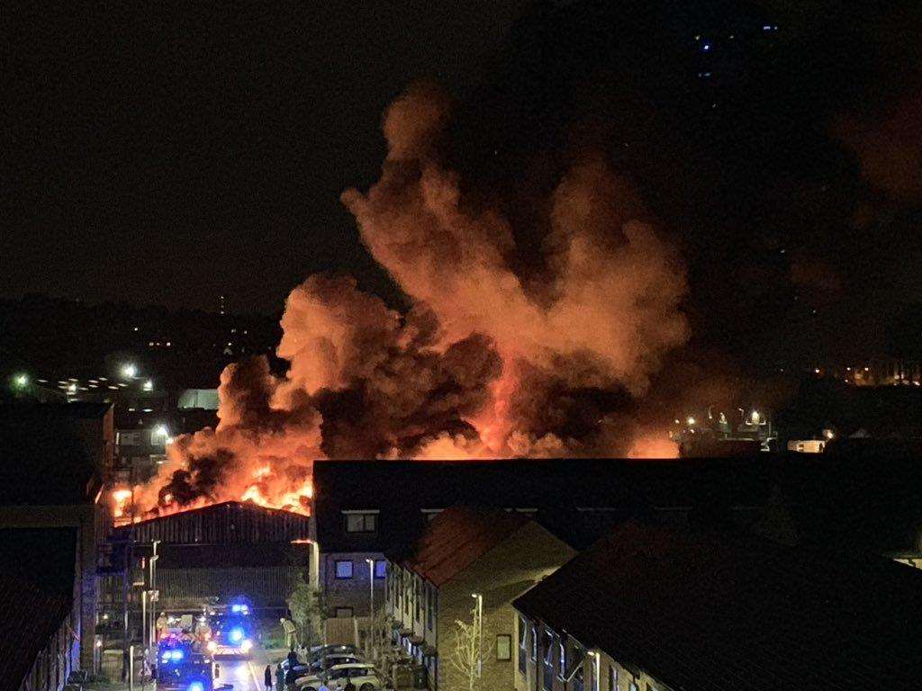The warehouse fire on Riverside Industrial Estate in Dartford. Picture: @chrispiela (4732051)