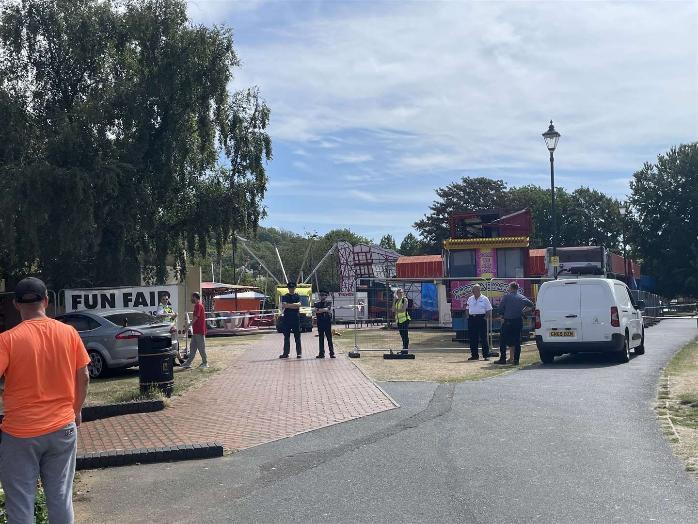 The fun fair in Pencester Gardens was cordoned off by police