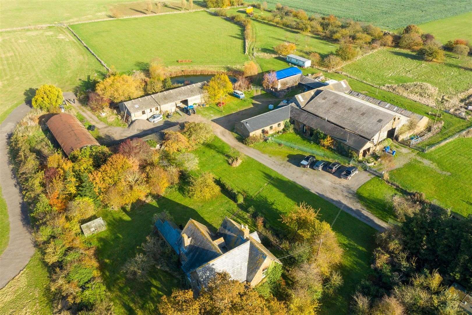 Aerial shot of Cowstead Farm at Minster, Sheppey, which is for sale through George Webb Finn for £2.5m. Picture: George Webb Finn