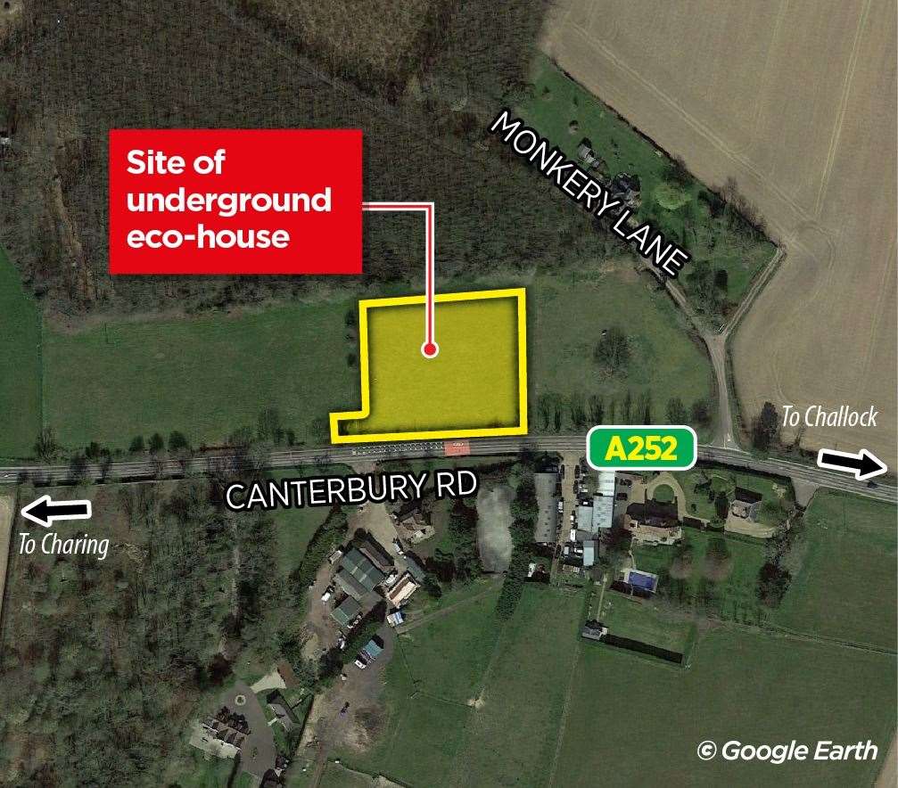 The site is just off A252 Canterbury Road; it sits next to Longbeech Wood