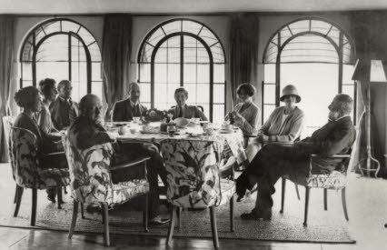 View of the dining table and chairs in the Dining Room at Chartwell in 1927