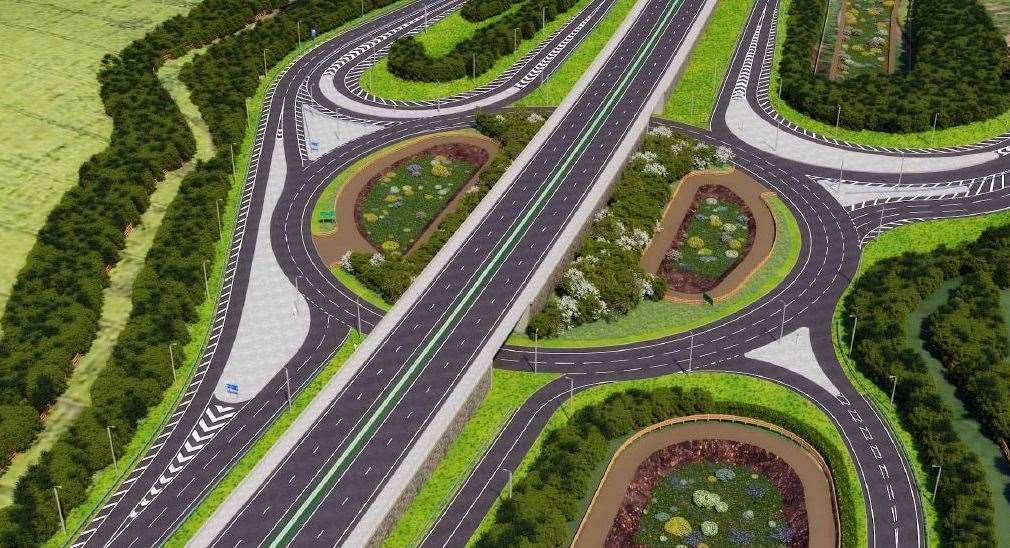 The new-look Stockbury Roundabout from above