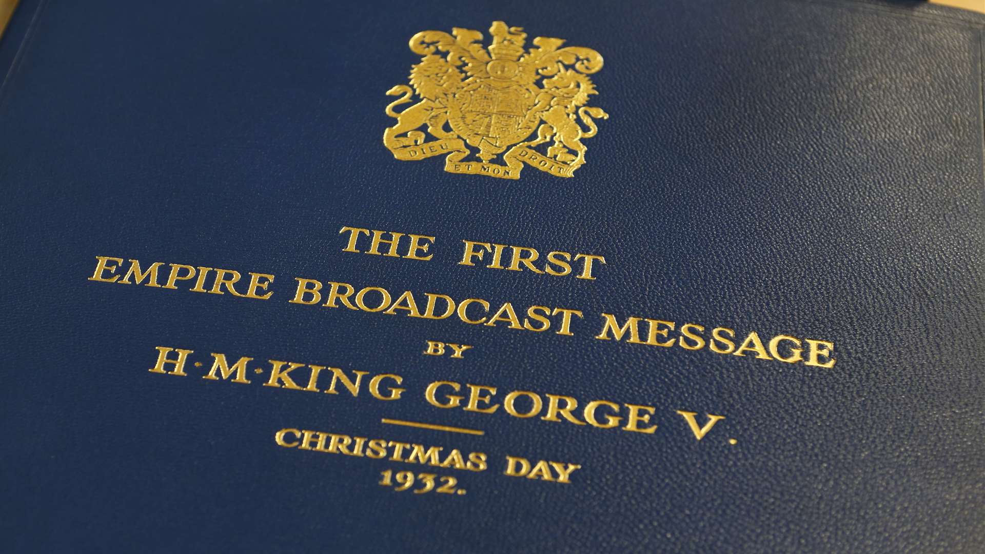 The leather-bound cover of the King's speech