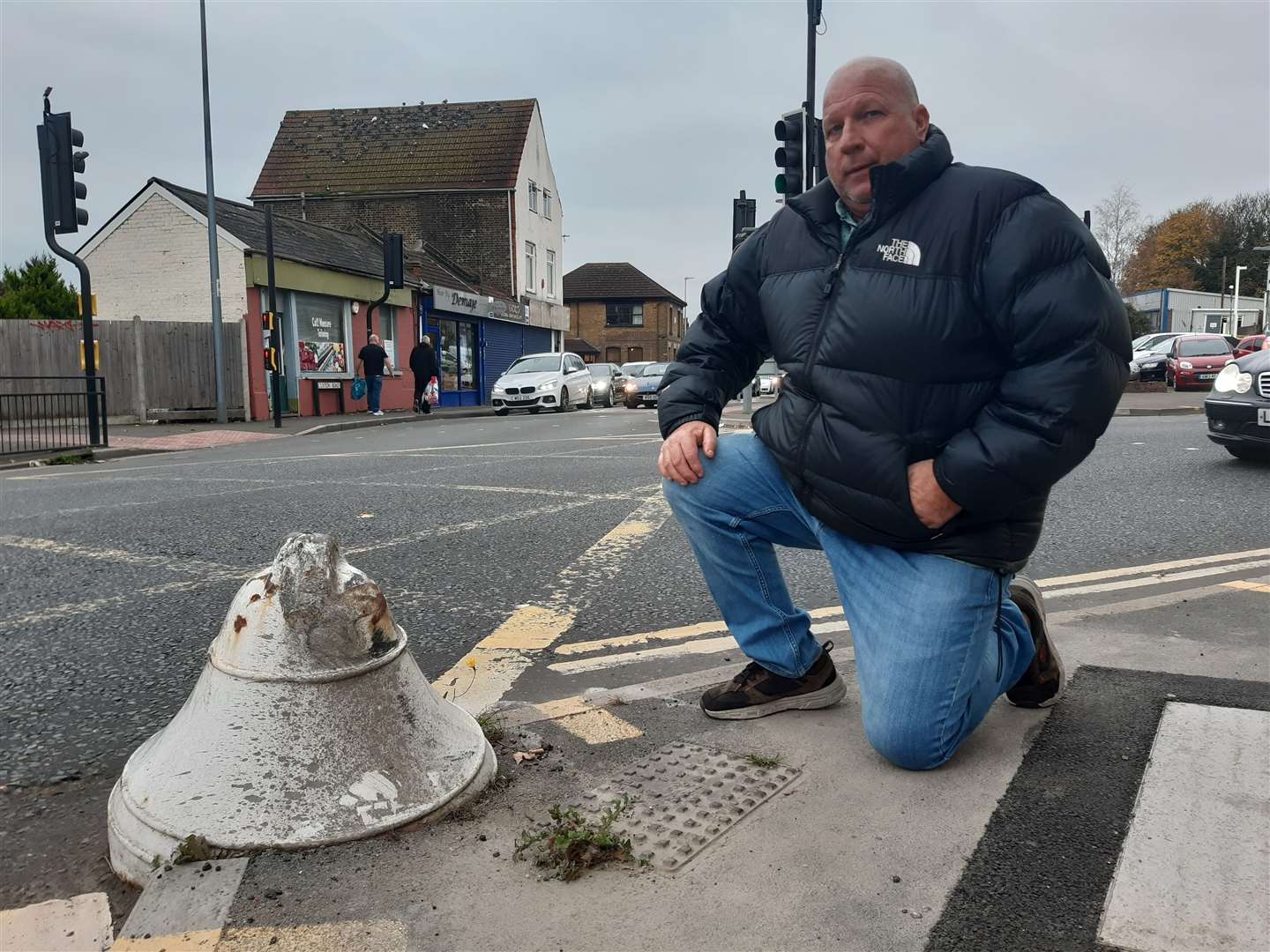 Gary Hunt has safety fears over the bollard in London Road, Strood