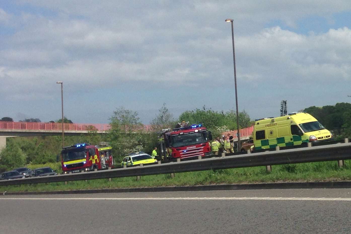 Emergency services are on the scene of a crash on the A289. Picture: Kiran Kaur