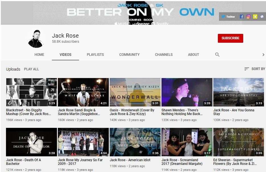 Jack Rose started his career early, uploading song covers on YouTube (42623394)