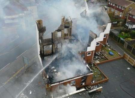 The fire affected three houses and four flats. Picture courtesy Kent Fire and Rescue