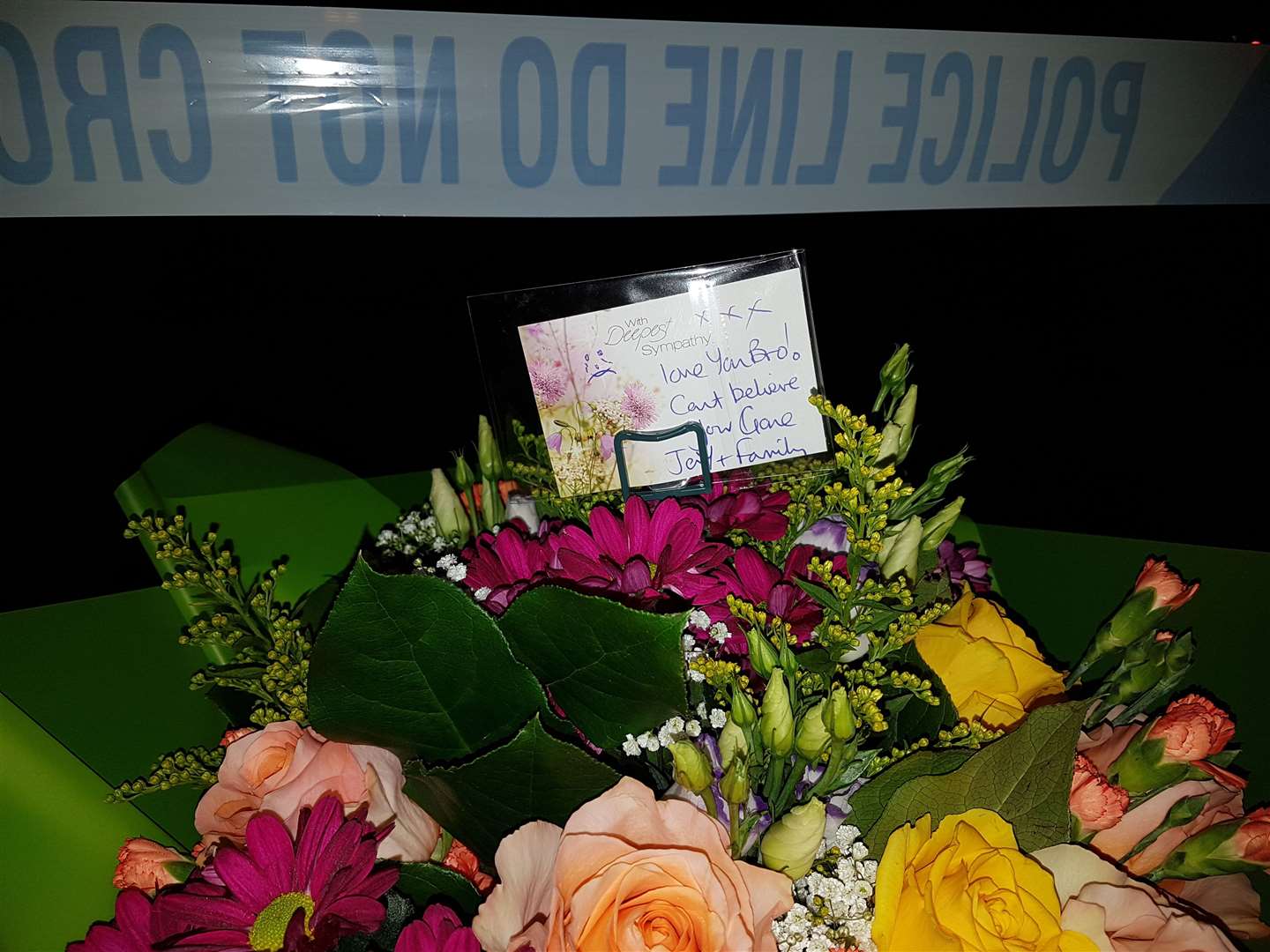 Flowers left at the scene of Luke's death