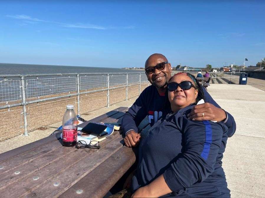 Dee and Milton Katsanza at Sheerness Beach. Picture: Megan Carr