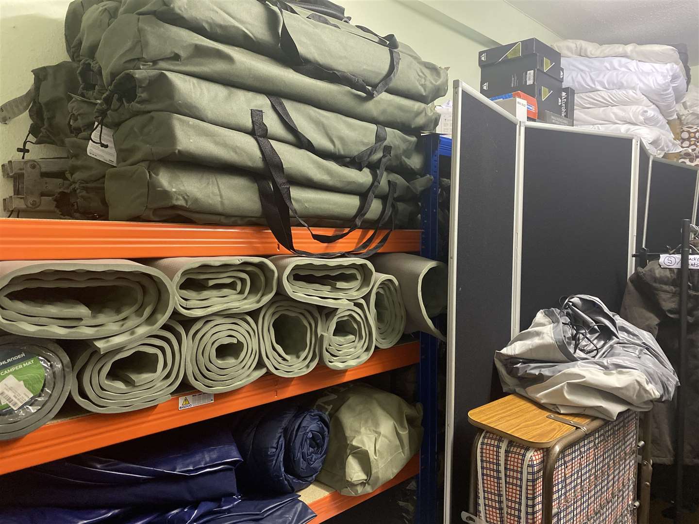 The store room is full of items to make the homeless as comfortable as possible