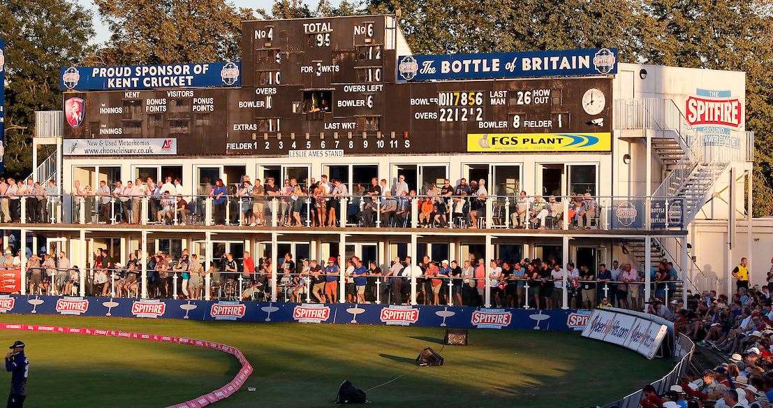 Kent's Les Ames stand packed out for a Vitality Blast T20 game at the Spitfire Ground St Lawrence