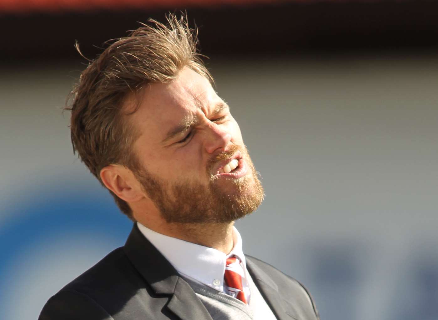 Ebbsfleet manager Daryl McMahon can't hide his frustration on the touchline Picture: John Westhrop