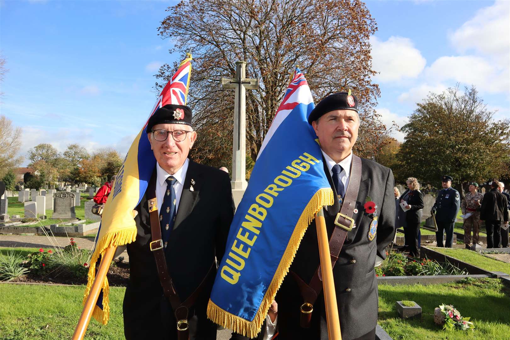 Norman Williams, left, from Sittingbourne chairs the Sheppey Royal British Legion branch and David Ingram is chairman of HMS Wildfire and runs the Rose Inn at Queenborough. Both took part in the Armistice Day service in the Sheppey Cemetery, Halfway, on Friday