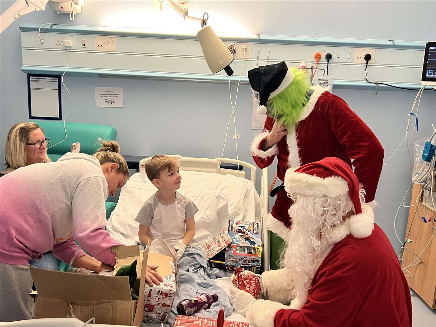 Jimmy Kelynack receiving presents while in Darent Valley hospital, Dartford. Picture: Vinnie Pearce