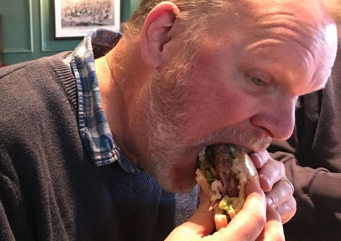 Not a pretty sight...but that's eating burgers for you