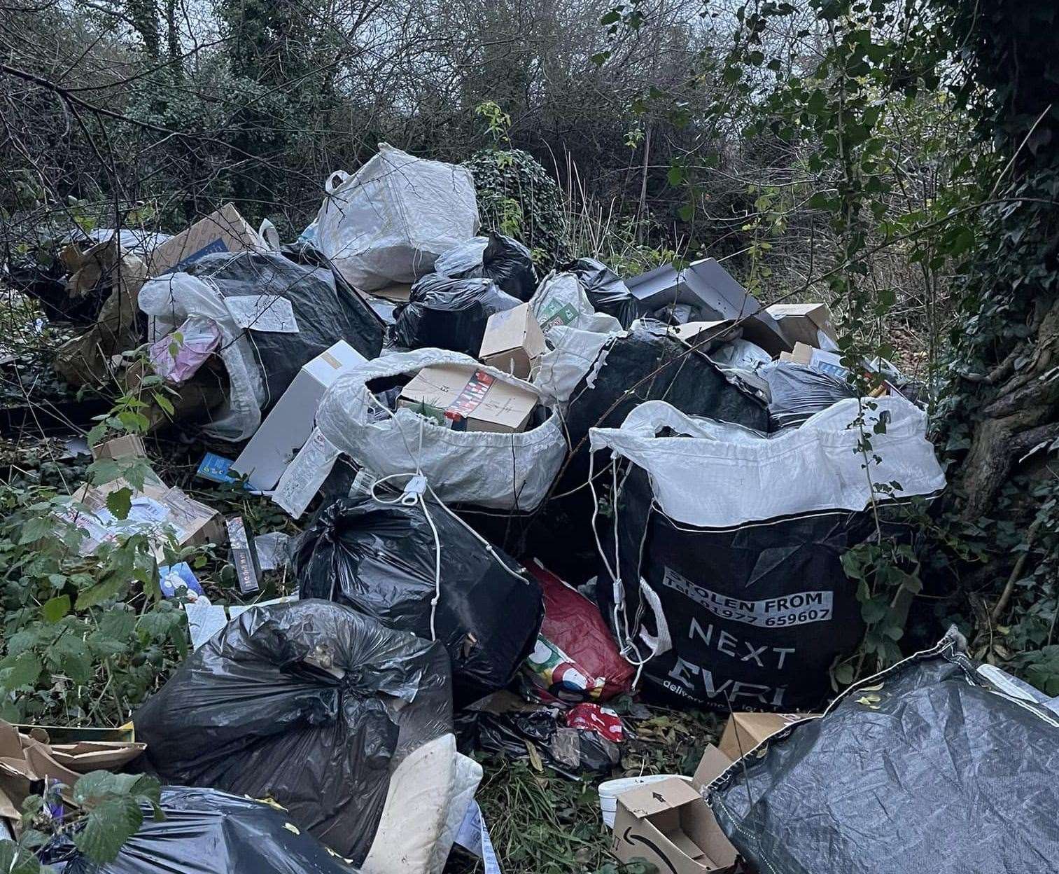 An investigation has been launched after several Evri parcels were found dumped at the end of Beacon Lane, Chatham, last month. Picture: Wayne Coveney