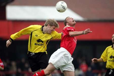 Andy Drury challenges for possession on Saturday. Picture: RICHARD EATON