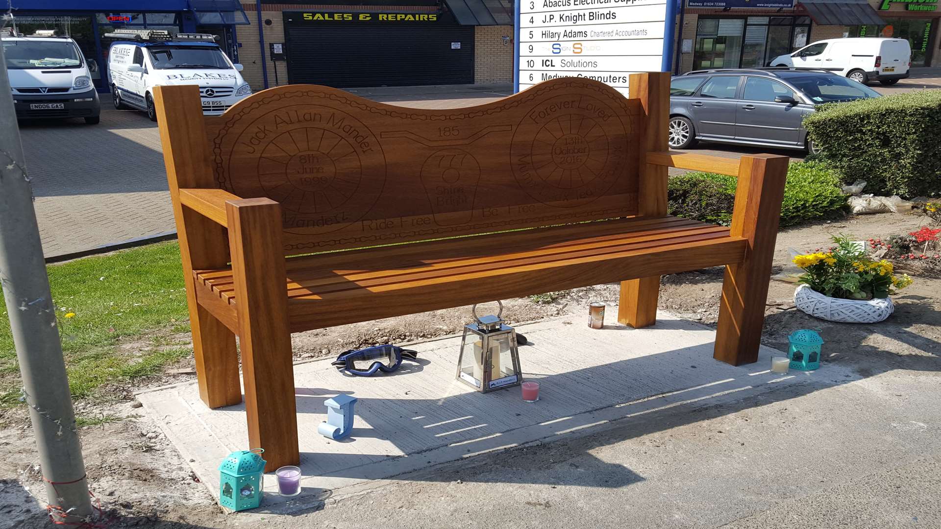 Jack Mander's memorial bench in Anthony's Way, Medway City Estate