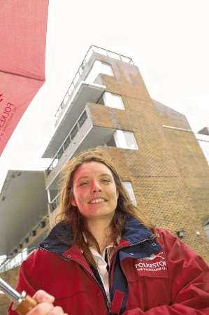 Emma Santer of Folkestone racecourse at the site of the planned zip wire challenge.