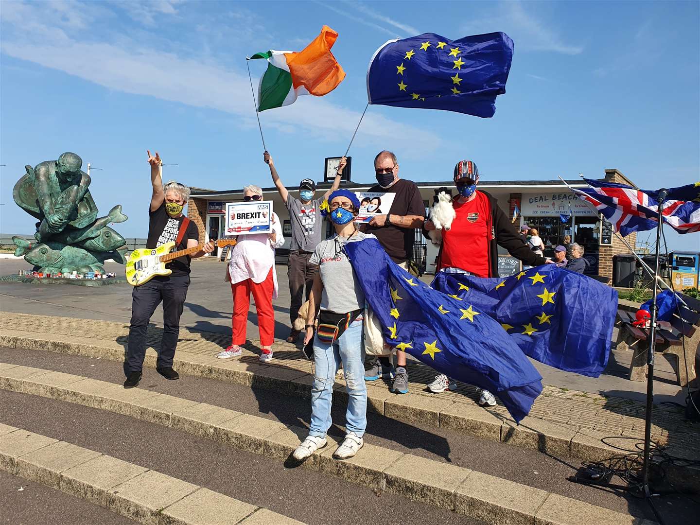Rage Against The Brexit Machine spread their message from the entrance to Deal Pier Picture: Peter Cook