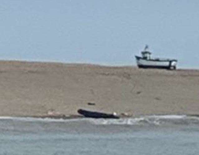 The dinghy thought to have been used by the migrants at Dungeness on Tuesday. Submitted picture