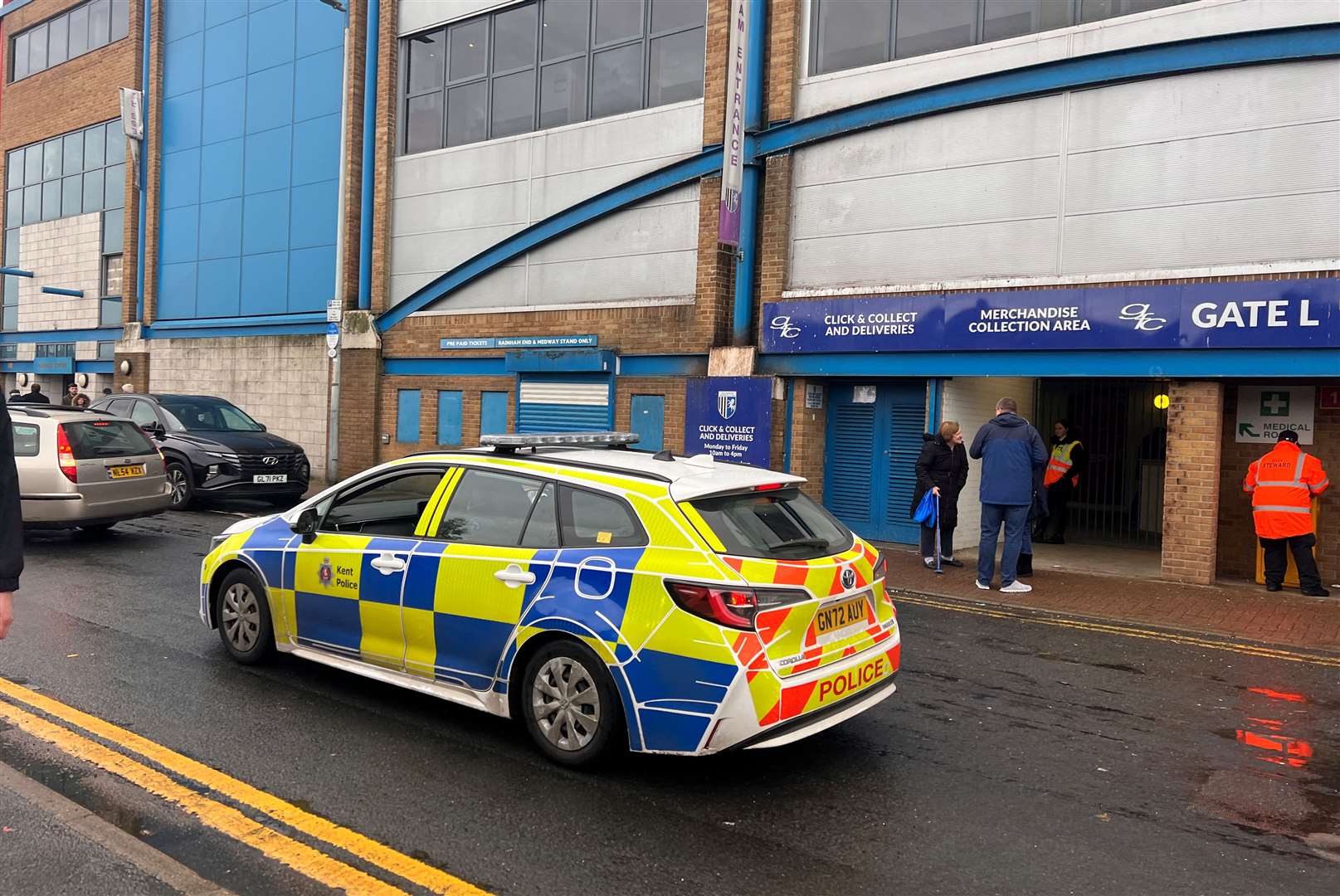 Police outside the Priestfield Stadium. Picture: Megan Carr