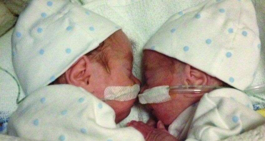 Alex and his twin Niall after their premature birth