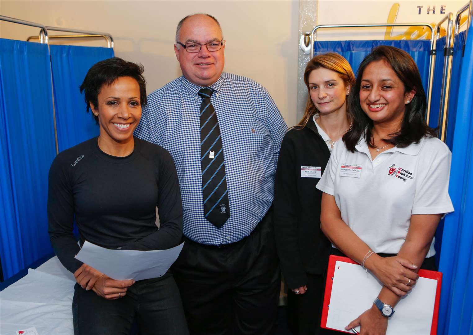 Kelly Holmes at the first heart screening day Tonbridge Angels put on in January 2016. She is pictured with Steve Churcher, then-chairman of Tonbridge Angels, Kate Miller, ECG Technician, and Dr Keerthi Prakash. Picture: Matthew Walker