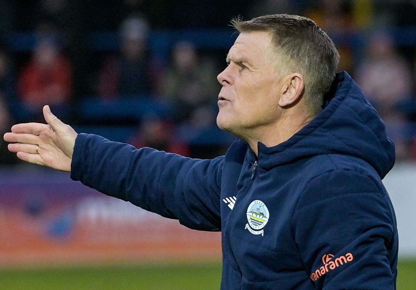 Andy Hessenthaler on the sidelines during his last game in charge of Dover against Dulwich on New Year's Day. Picture: Stuart Brock