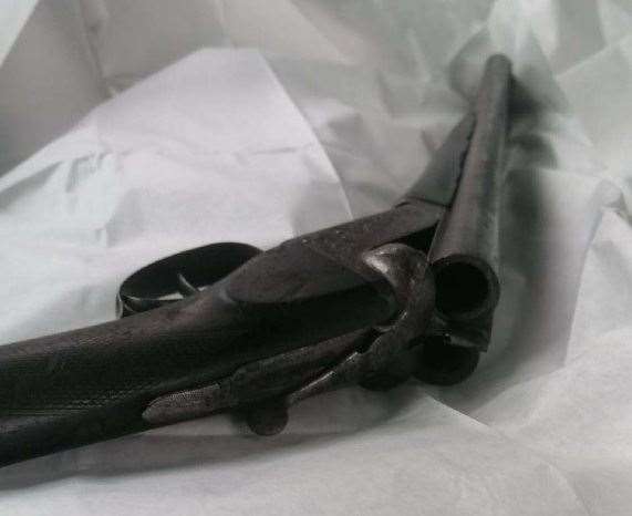 A sawn-off shotgun was discovered by police inside a bag