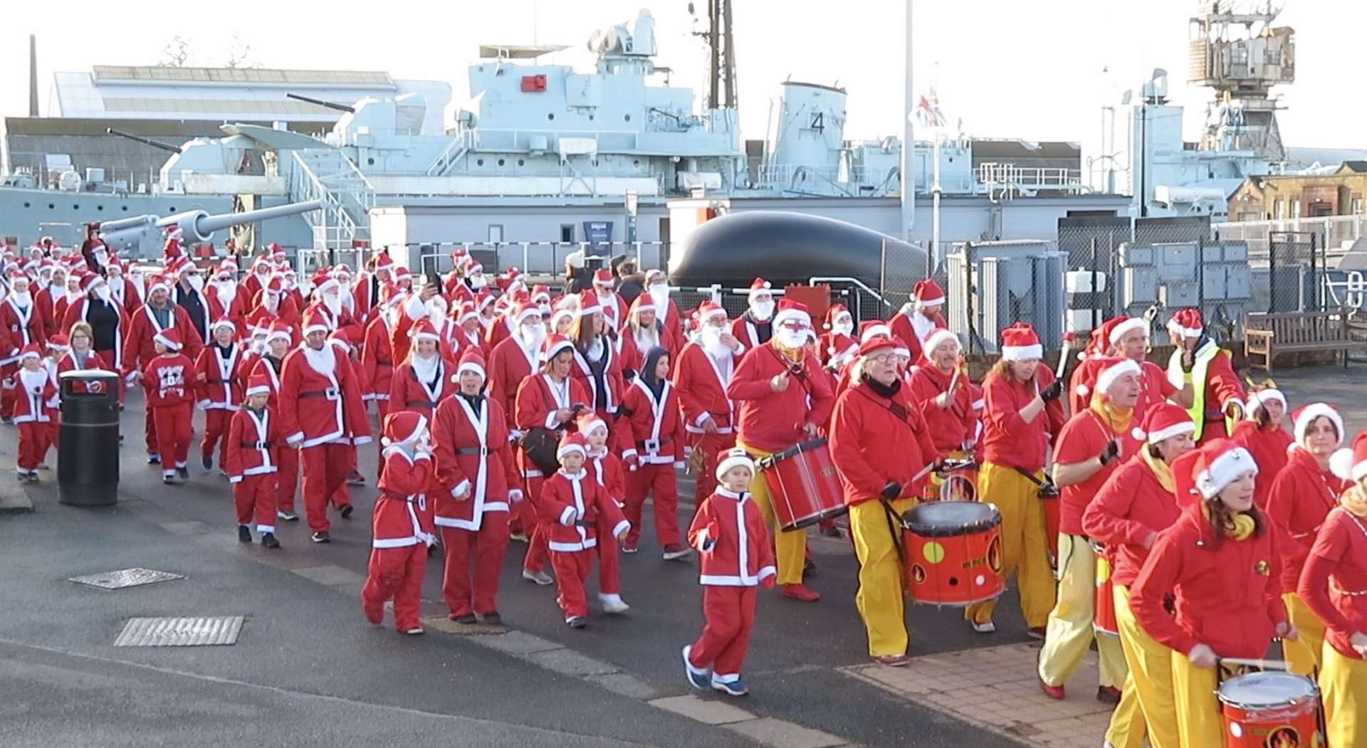 Santas run through the Chatham Historic Dockyard in 2019