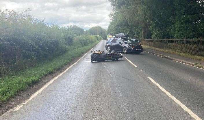 The biker’s injuries are not believed to be life-threatening