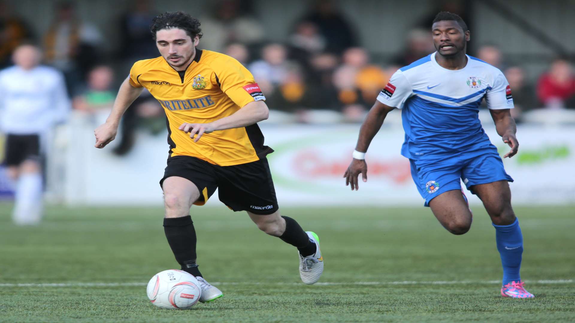Dartford's new signing Alex Brown on the ball for Maidstone Picture: Martin Apps