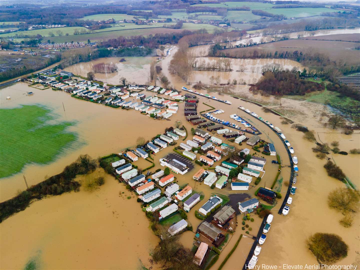 The Little Venice Caravan Park in Yalding has flooded again. Picture: Elevate Aerial Photography