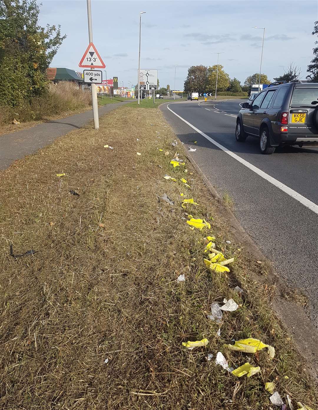 Steven Foreman saw litter had been shredded along the A2990 between Herne Bay and Whitstable (4699899)