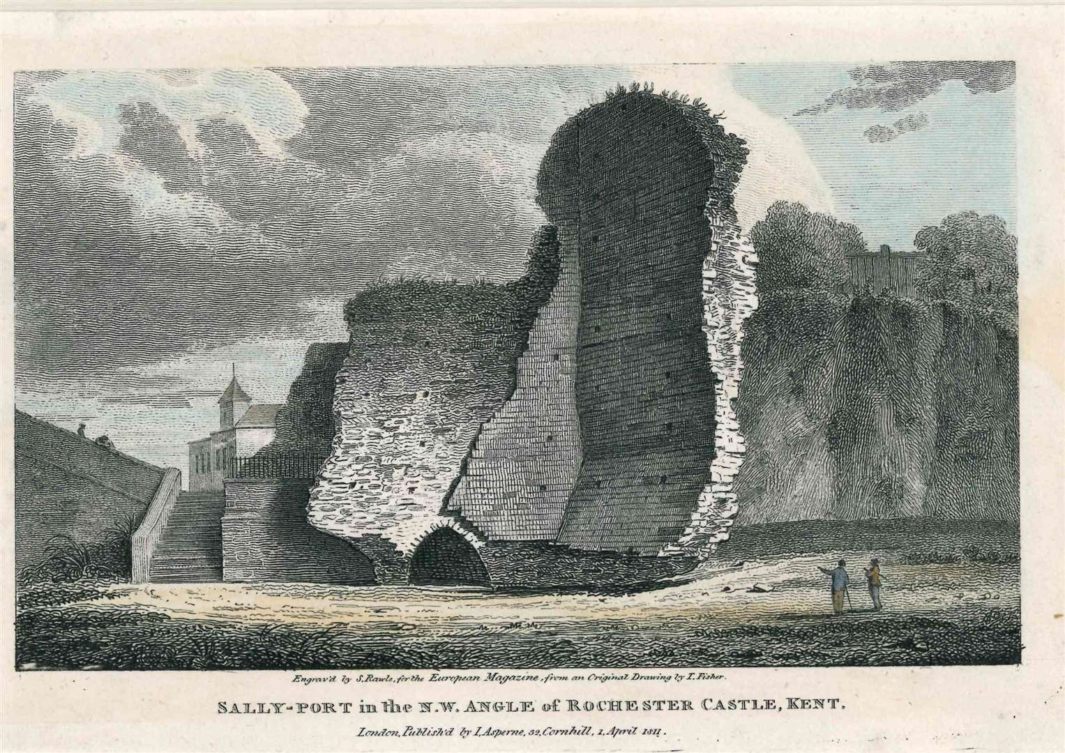 The watergate at Rochester Castle shown from a print in 1811