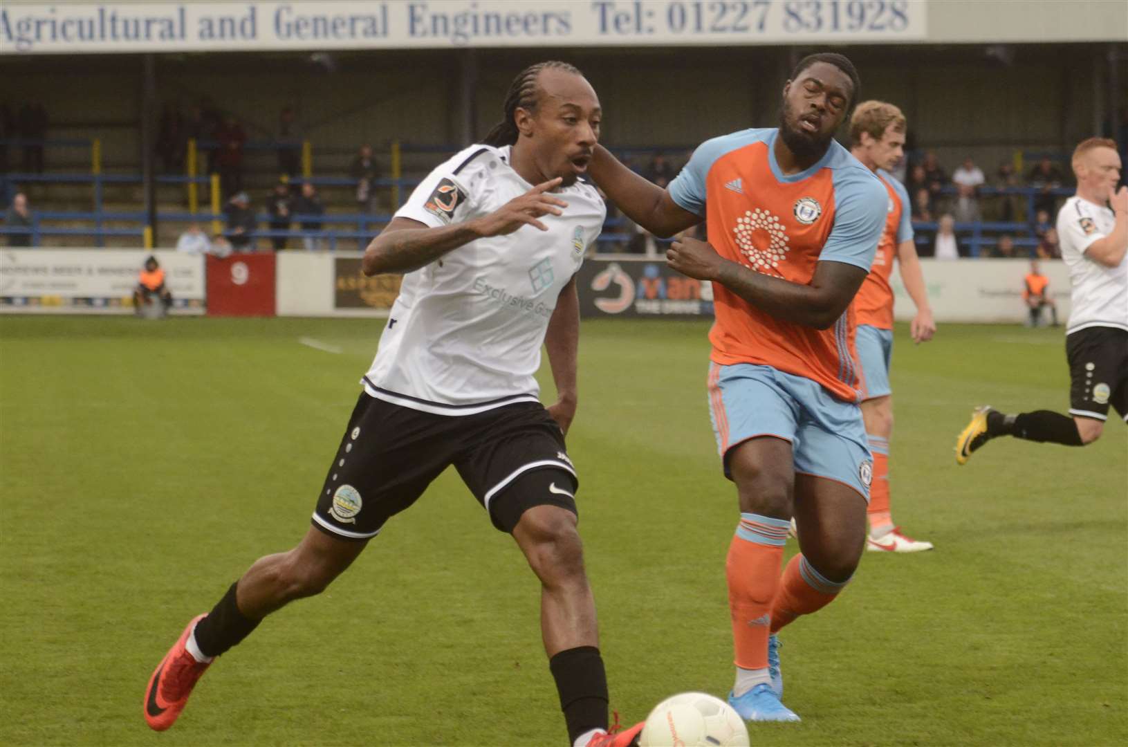 Ricky Modeste on the ball for Dover against Halifax. Picture: Chris Davey