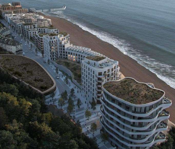 Latest CGI showing what the entire span of Folkestone seafront could look like. Pictures: FHSDC