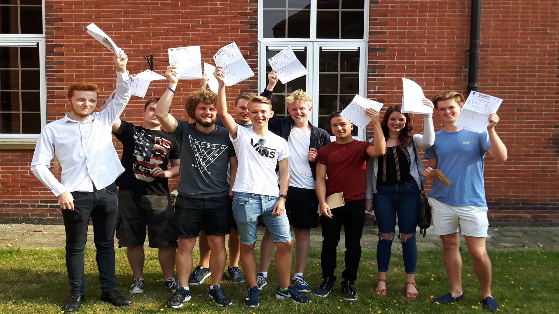 Borden Grammar School pupils are all smiles after getting their results