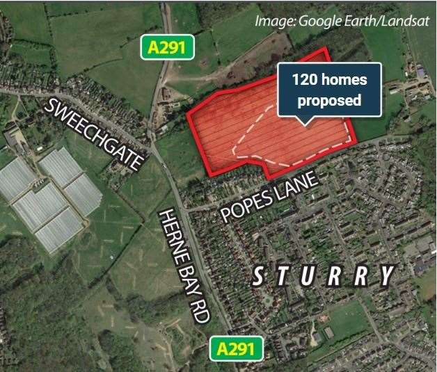 Gladman Developments Ltd wants to build up to 120 homes on land north of Popes Lane