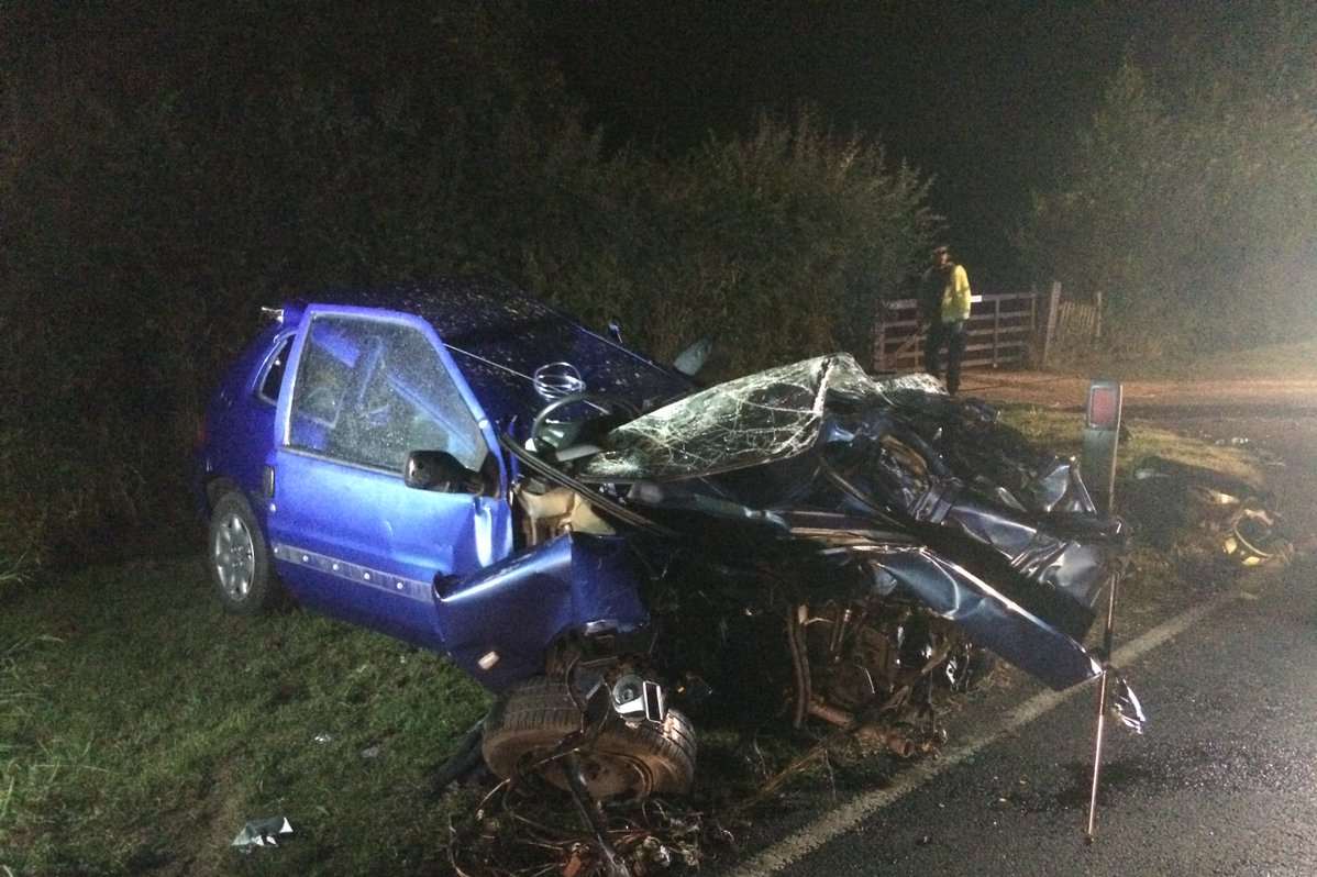 The car crash at Rolvenden Picture: Kent Police