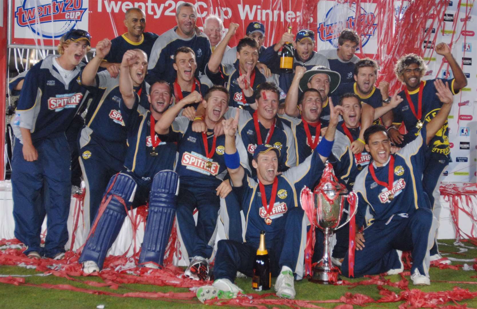 Kent Spitfires celebrate winning the T20 Cup in 2007. Picture: Barry Goodwin