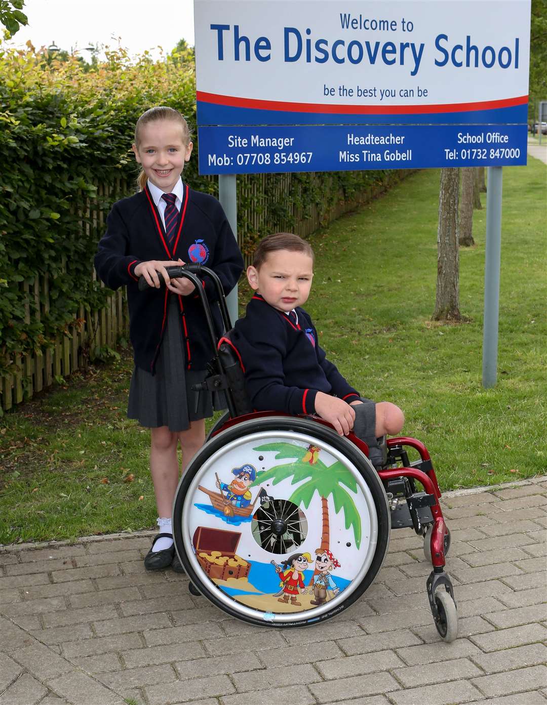 Tony Hudgell preparing for first day at The Discovery School in Kings Hill with Sister Lacey. Picture: Jim Bennett