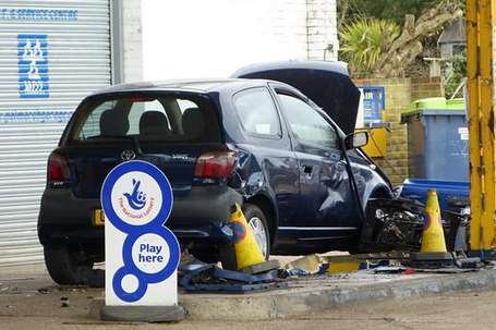 Police were called to a two-car crash at the petrol station. Pic: @Kent_999s