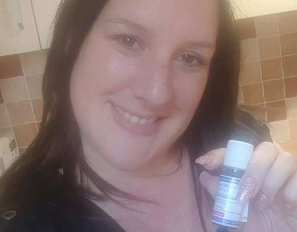 Emma Appleby with the medication. Pic: Emma Appleby (8599502)