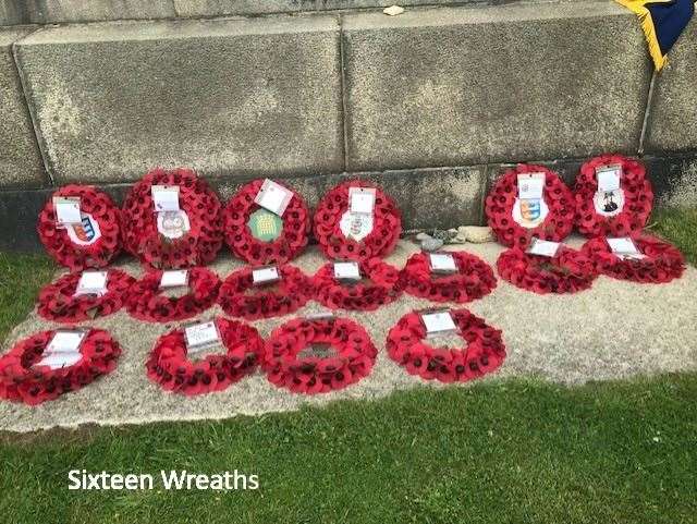 Sixteen wreaths were laid at the Dover Patrol memorial which was 100 years old this year