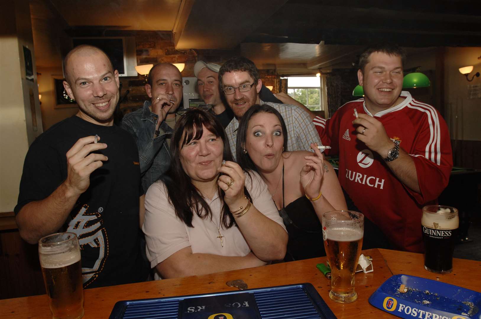 Punters at Ye Old Leather Bottle in Dover Road, Northfleet, on June 30, 2007, making the most of the last day before the smoking ban in pubs. The pub, which dates back to 1734, is still going today. Picture: Nick Johnson