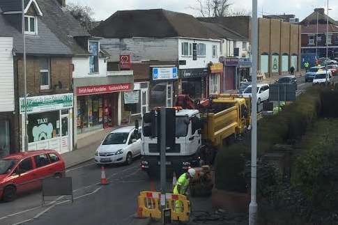 Roadworks in West street, Sittingbourne, are causing delays for drivers (photo: Lauren Hills)